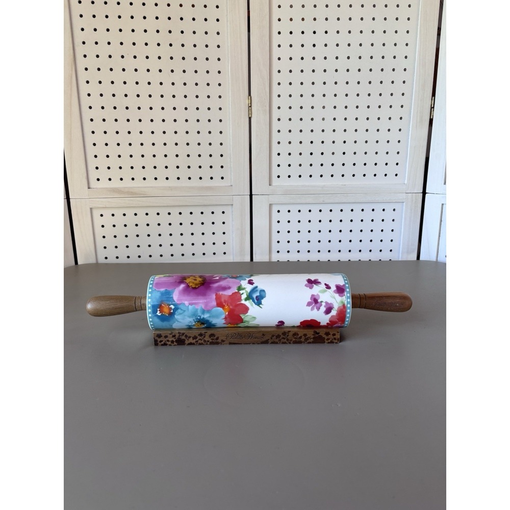 Pioneer Woman Breezy Blossom Ceramic Rolling Pin Retired VGUC!